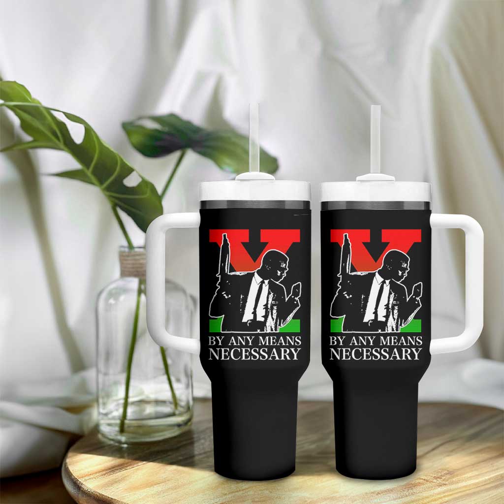 Malcolm X Tumbler With Handle By Any Means Necessary - Wonder Print Shop