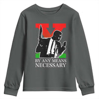Malcolm X Youth Sweatshirt By Any Means Necessary - Wonder Print Shop