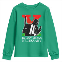 Malcolm X Youth Sweatshirt By Any Means Necessary - Wonder Print Shop