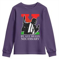 Malcolm X Youth Sweatshirt By Any Means Necessary - Wonder Print Shop