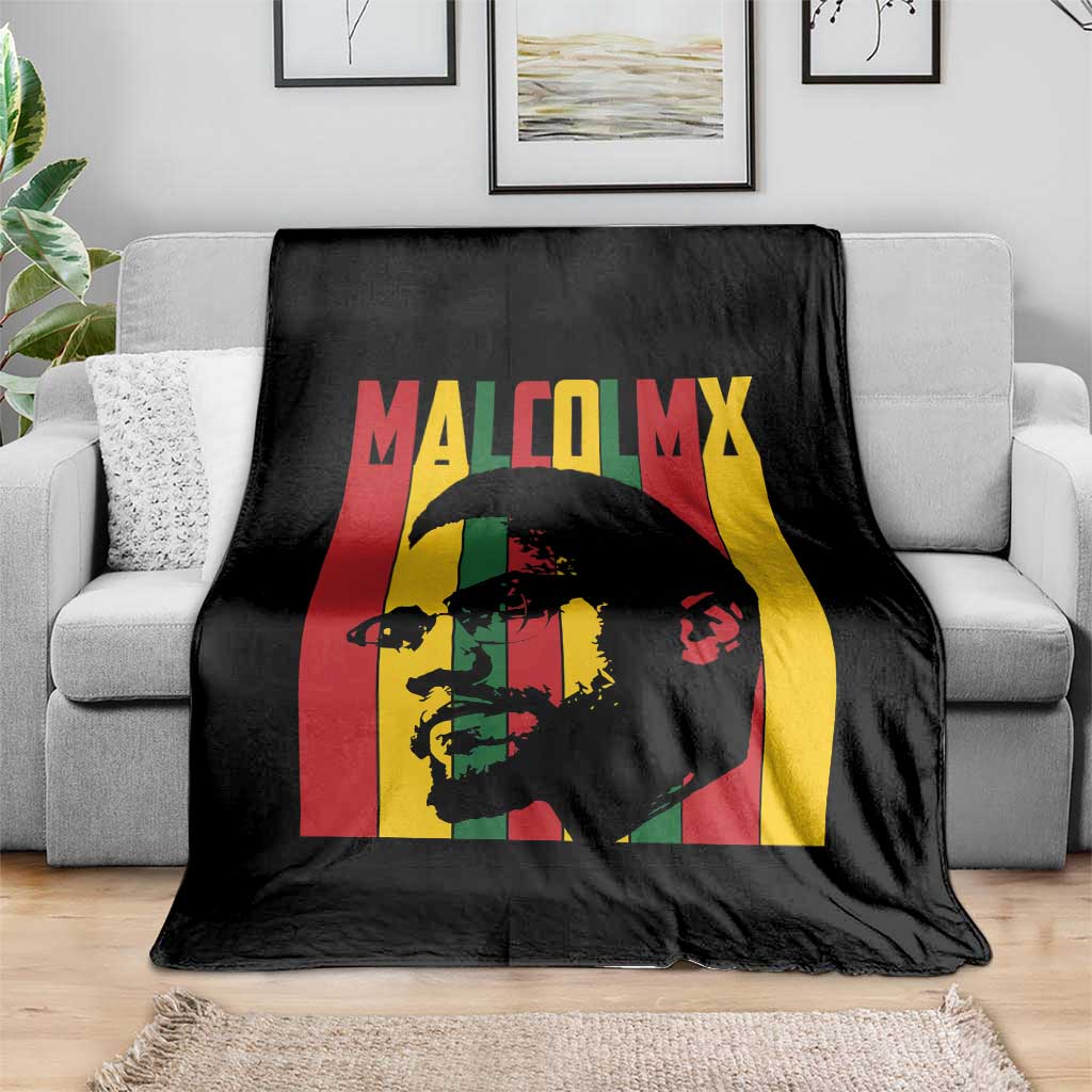Malcolm X Throw Blanket Pan African Flag Black History - Wonder Print Shop