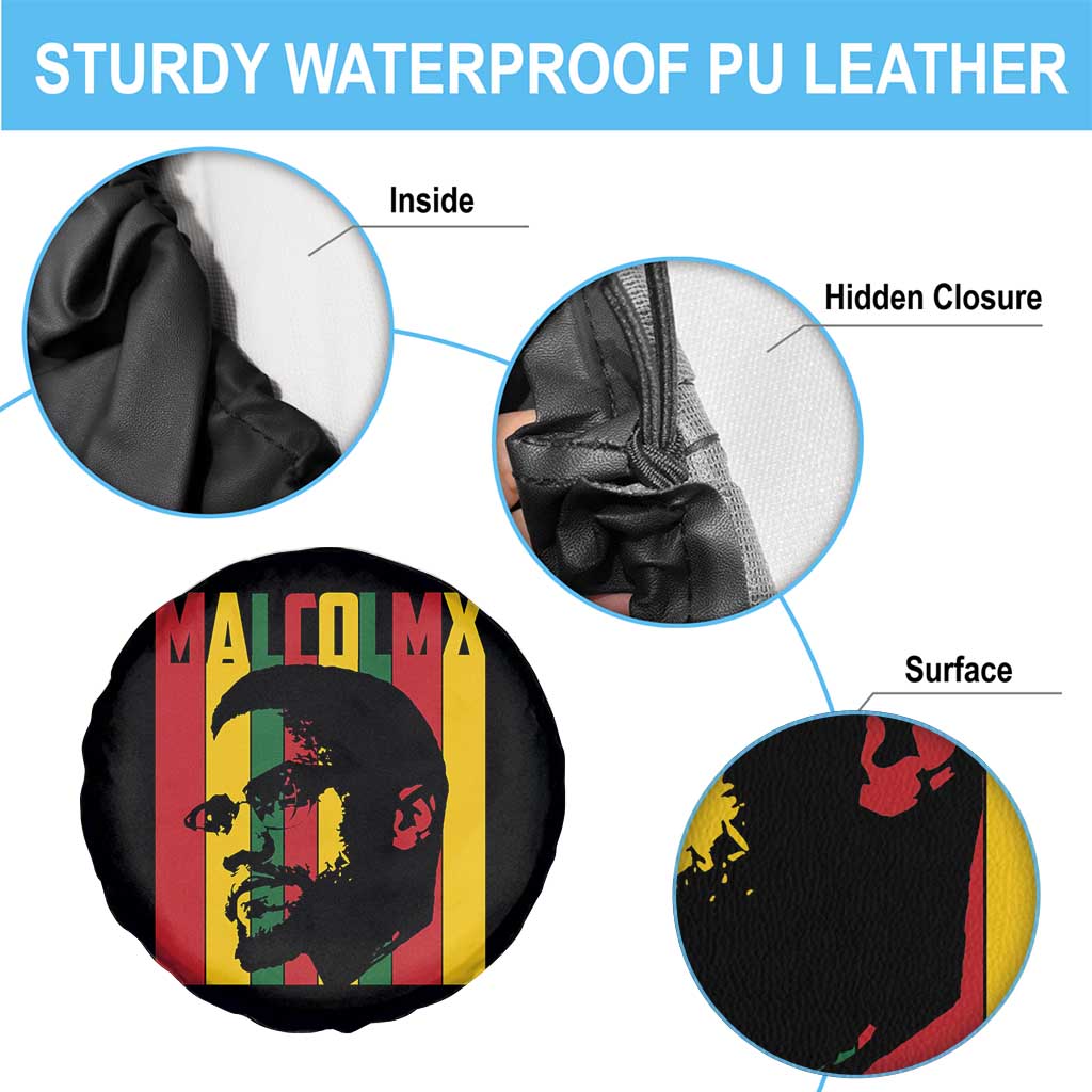 Malcolm X Spare Tire Cover Pan African Flag Black History - Wonder Print Shop