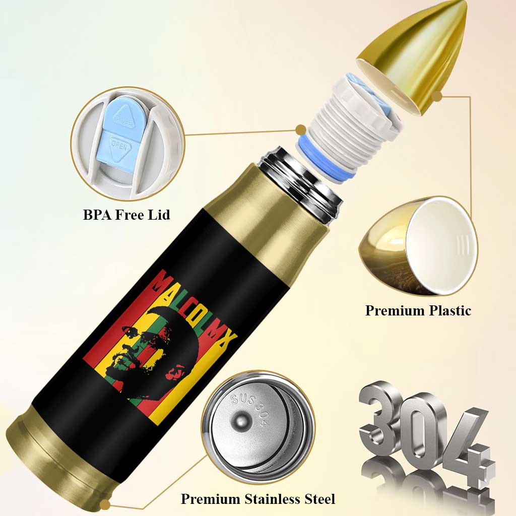 Malcolm X Bullet Tumbler Pan African Flag Black History - Wonder Print Shop