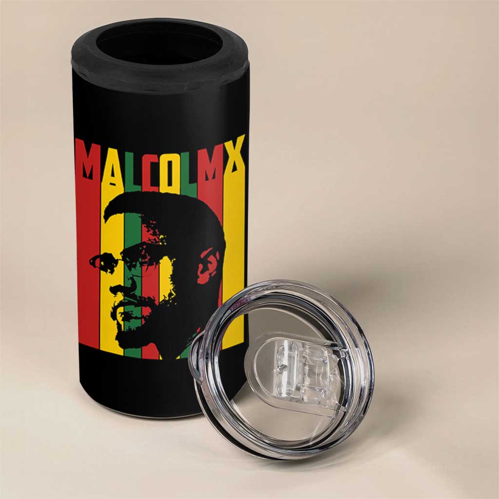 Malcolm X 4 in 1 Can Cooler Tumbler Pan African Flag Black History - Wonder Print Shop