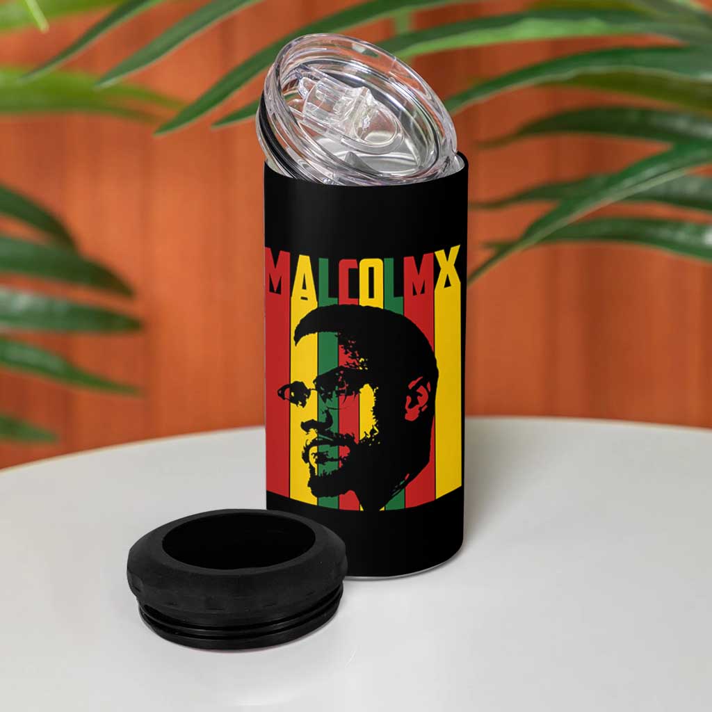 Malcolm X 4 in 1 Can Cooler Tumbler Pan African Flag Black History - Wonder Print Shop