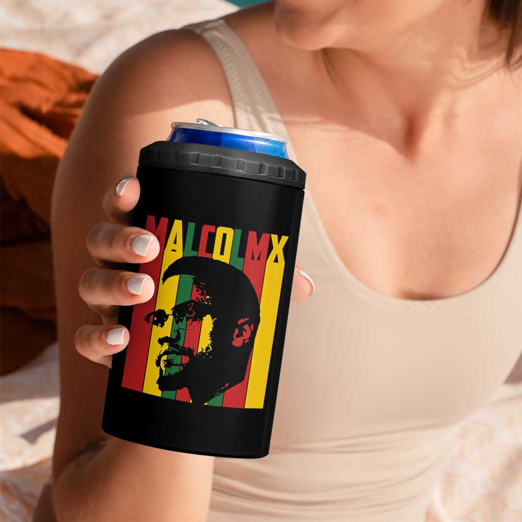 Malcolm X 4 in 1 Can Cooler Tumbler Pan African Flag Black History - Wonder Print Shop