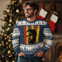 Malcolm X Ugly Christmas Sweater Pan African Flag Black History - Wonder Print Shop