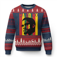 Malcolm X Ugly Christmas Sweater Pan African Flag Black History - Wonder Print Shop