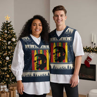 Malcolm X V-Neck Knit Sweater Vest Pan African Flag Black History - Wonder Print Shop