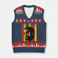 Malcolm X V-Neck Knit Sweater Vest Pan African Flag Black History - Wonder Print Shop