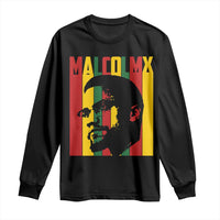 Malcolm X Long Sleeve Shirt Pan African Flag Black History - Wonder Print Shop