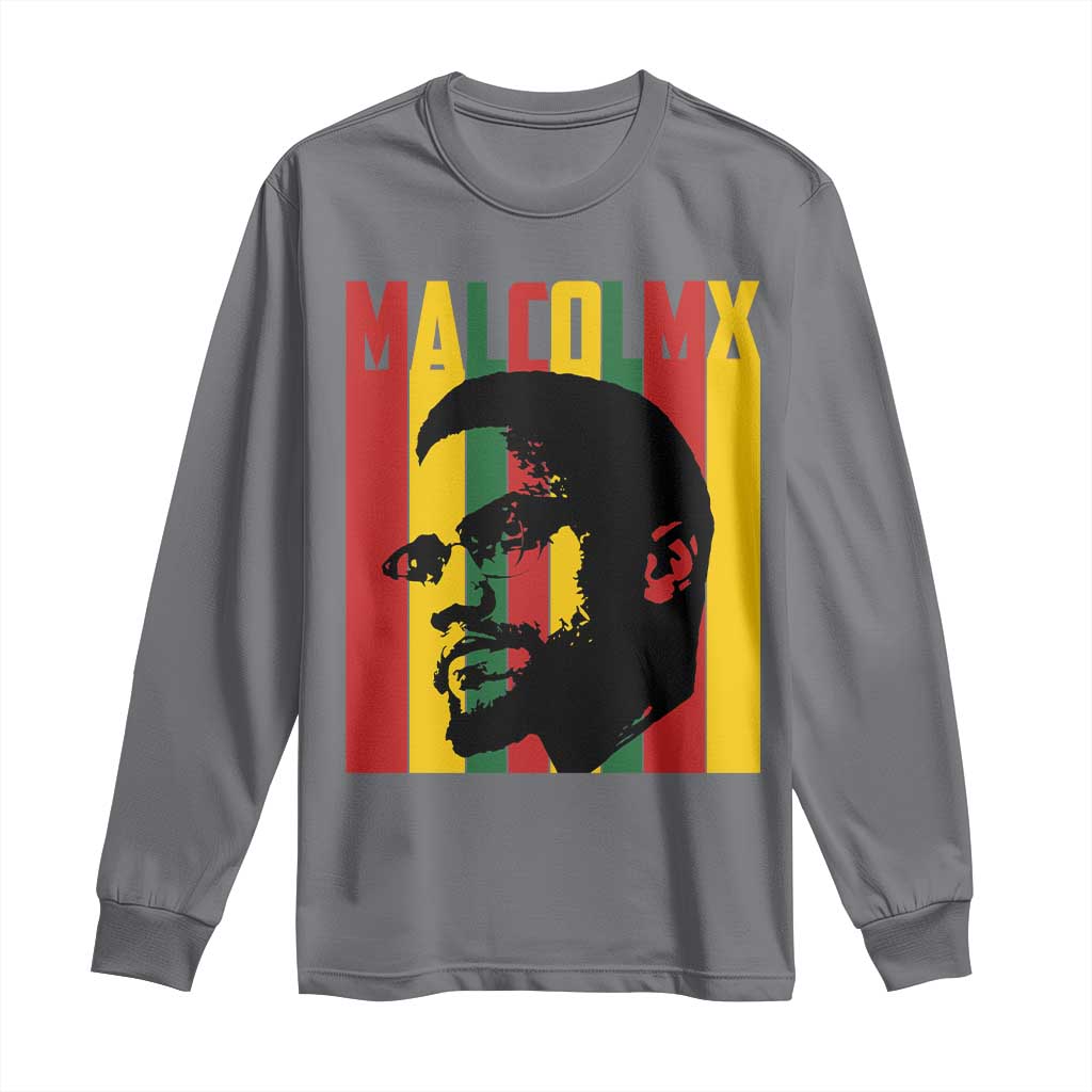 Malcolm X Long Sleeve Shirt Pan African Flag Black History - Wonder Print Shop