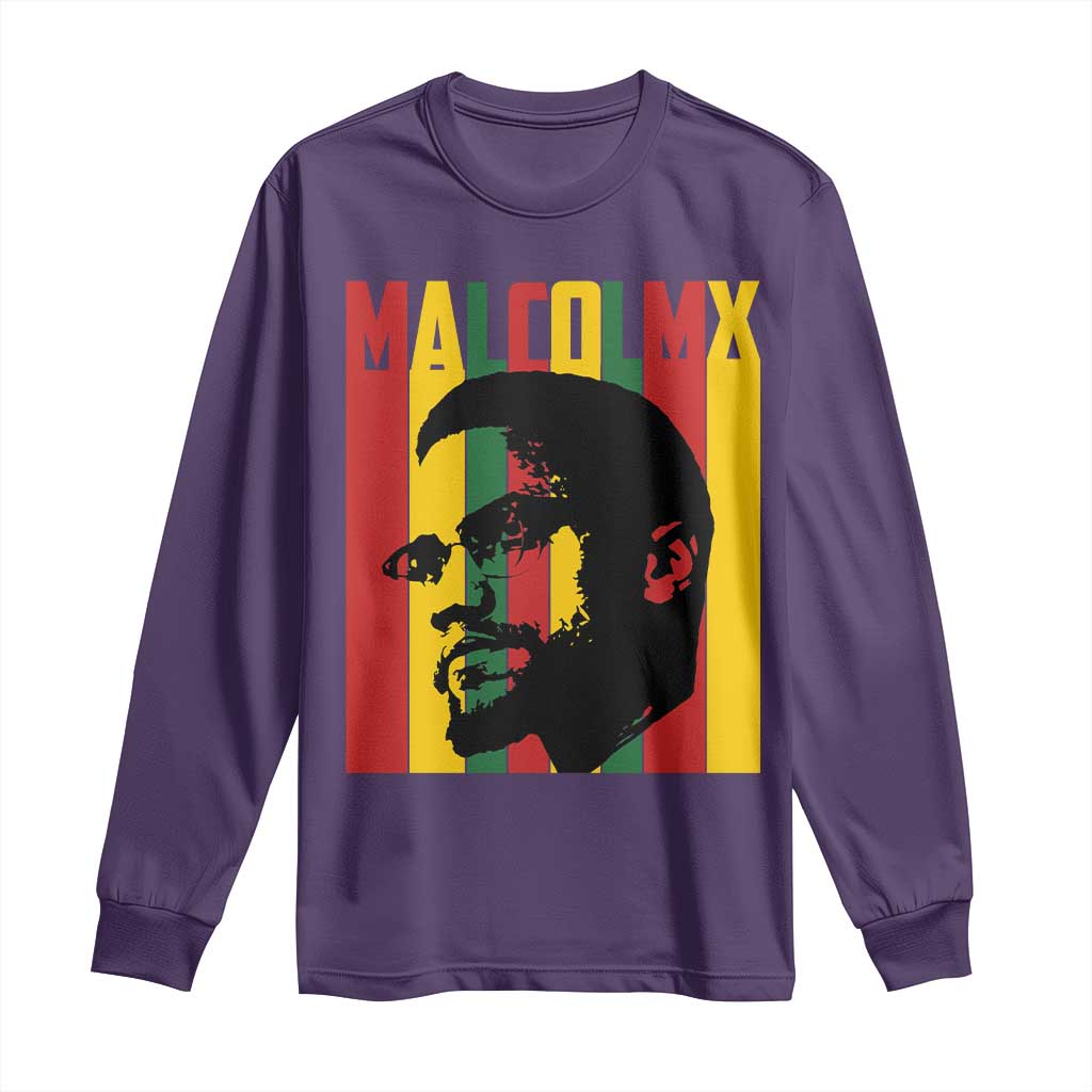 Malcolm X Long Sleeve Shirt Pan African Flag Black History - Wonder Print Shop