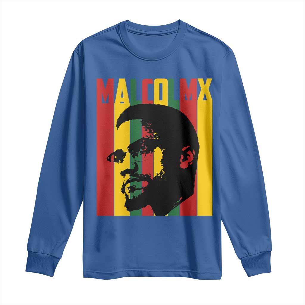 Malcolm X Long Sleeve Shirt Pan African Flag Black History - Wonder Print Shop