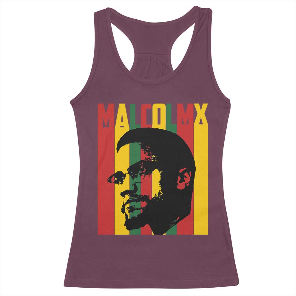 Malcolm X Racerback Tank Top Pan African Flag Black History - Wonder Print Shop