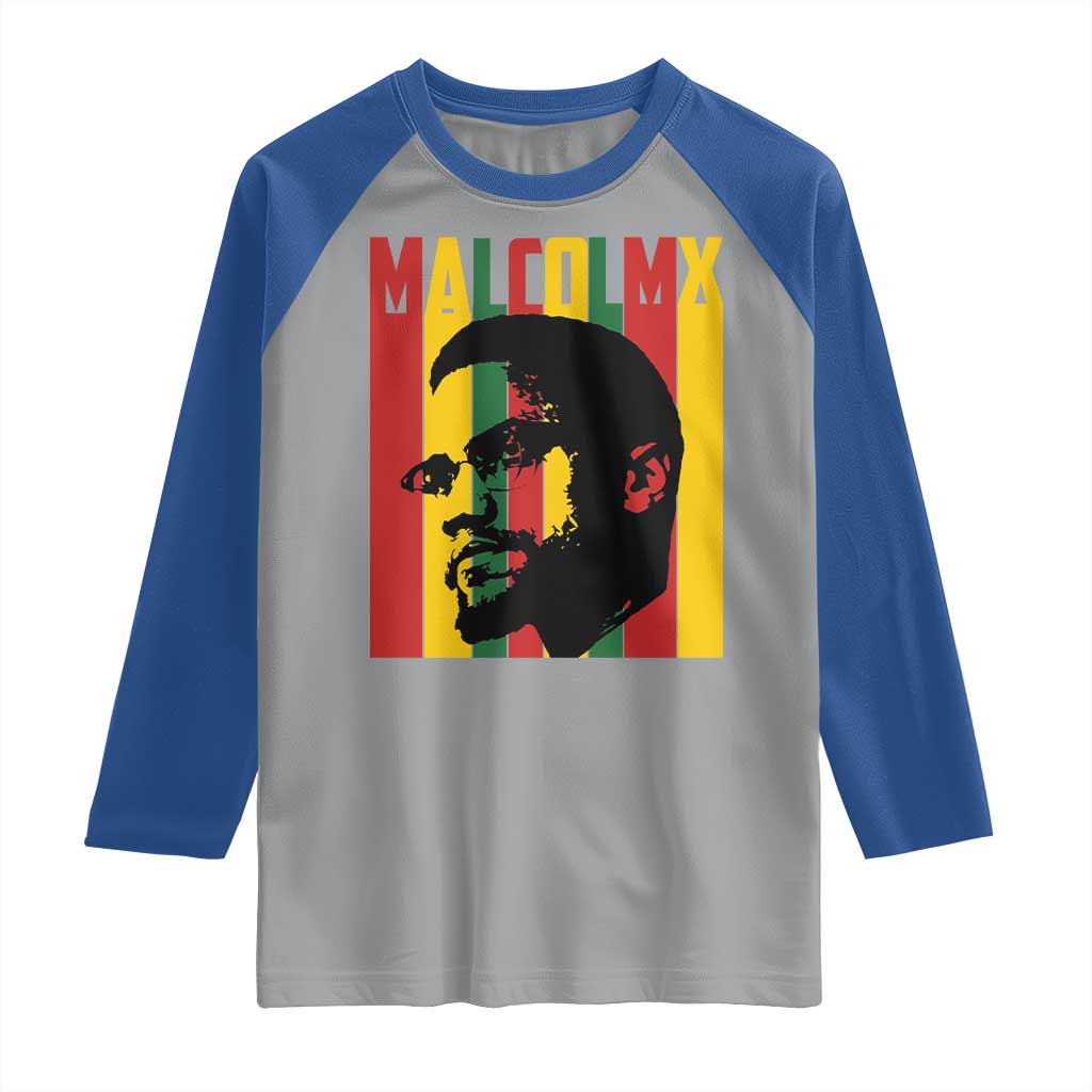 Malcolm X Raglan Shirt Pan African Flag Black History - Wonder Print Shop