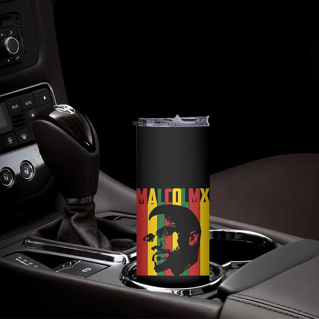 Malcolm X Skinny Tumbler Pan African Flag Black History - Wonder Print Shop