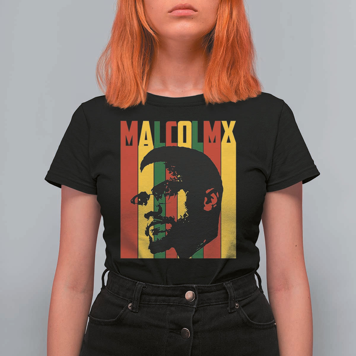 Malcolm X T Shirt For Women Pan African Flag Black History - Wonder Print Shop