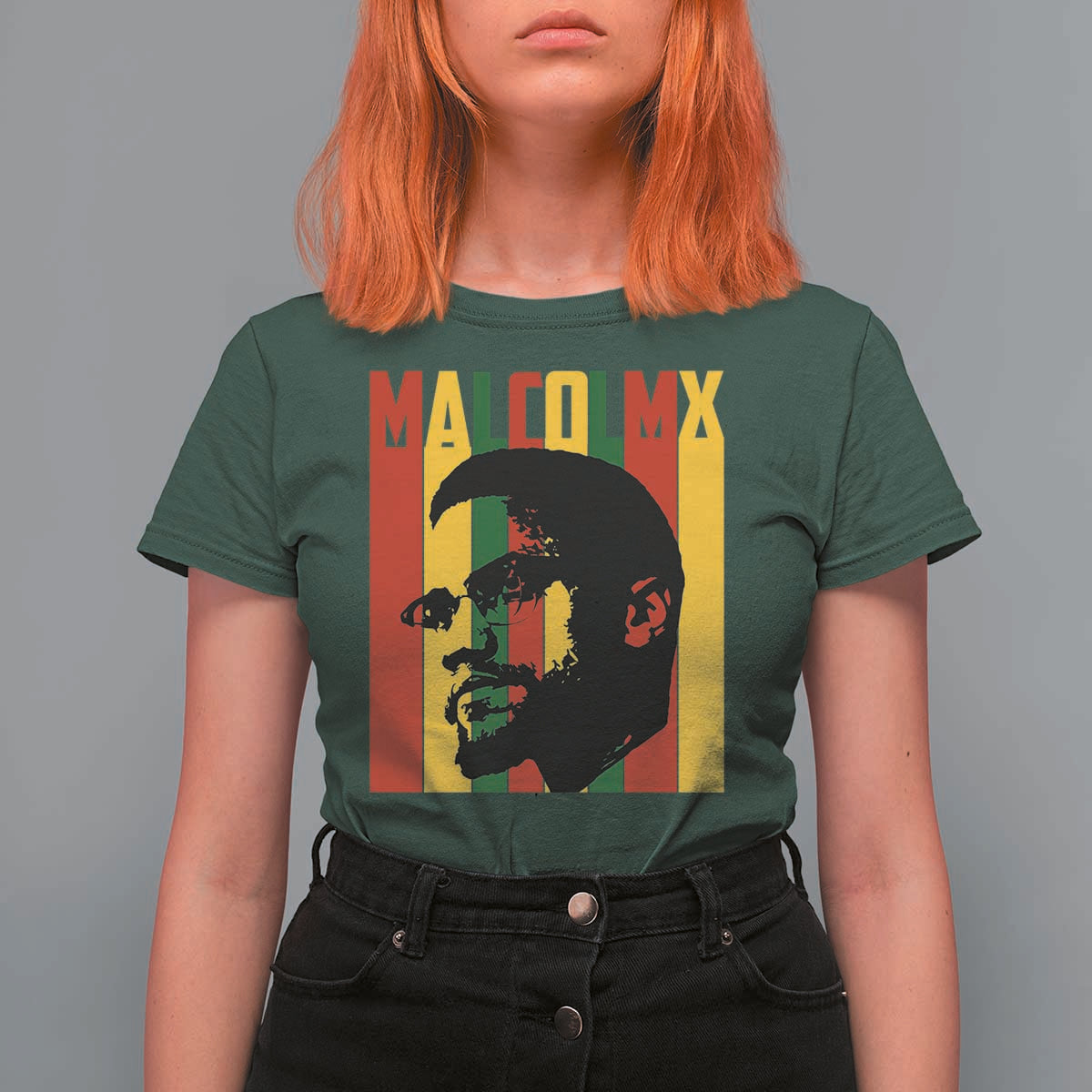 Malcolm X T Shirt For Women Pan African Flag Black History - Wonder Print Shop