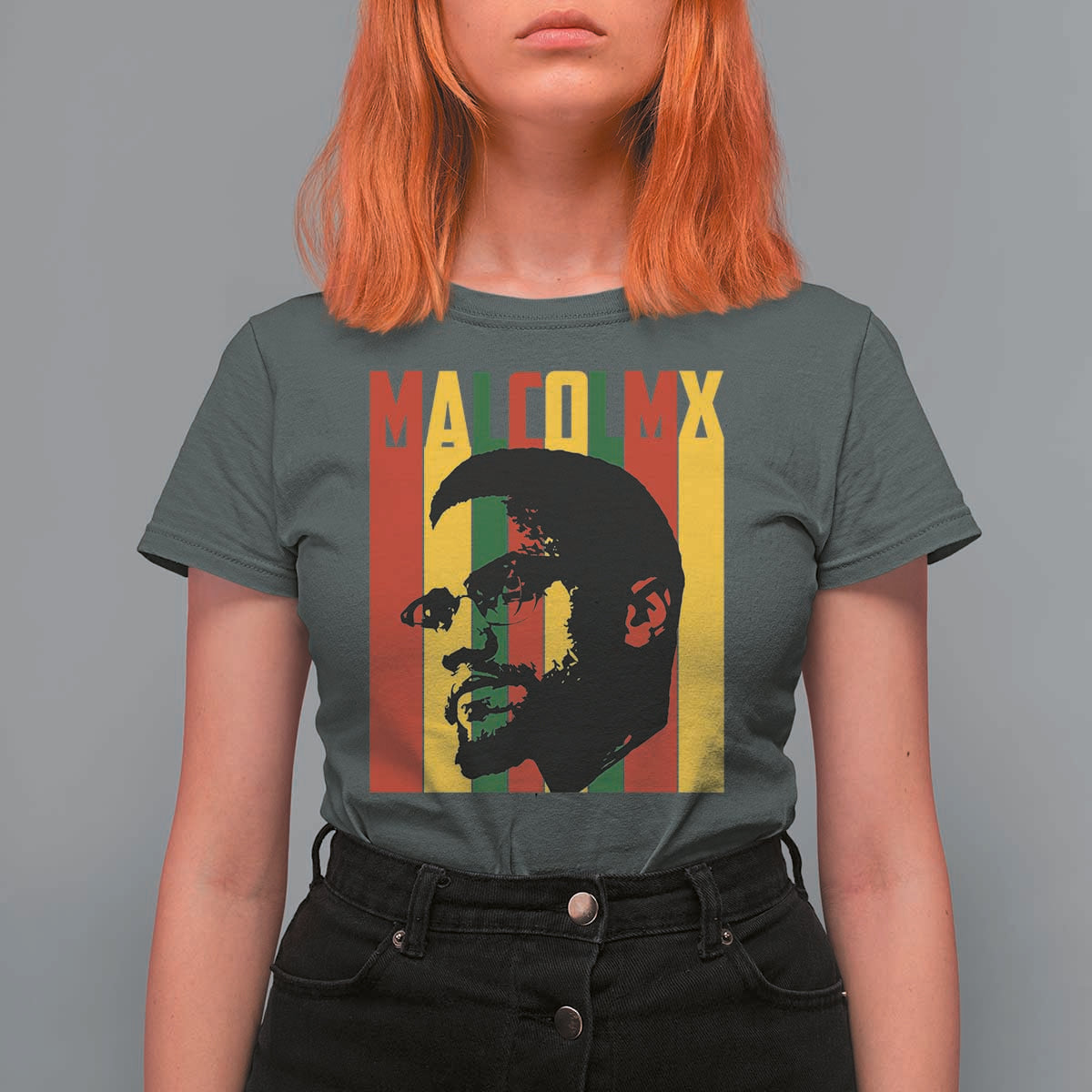 Malcolm X T Shirt For Women Pan African Flag Black History - Wonder Print Shop