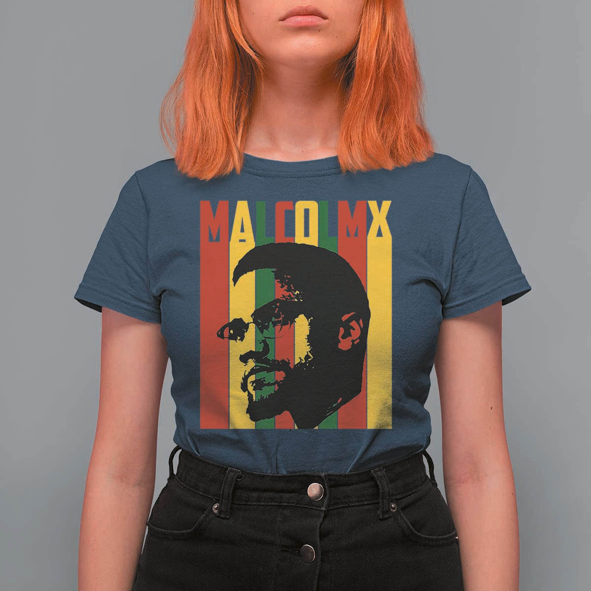 Malcolm X T Shirt For Women Pan African Flag Black History - Wonder Print Shop