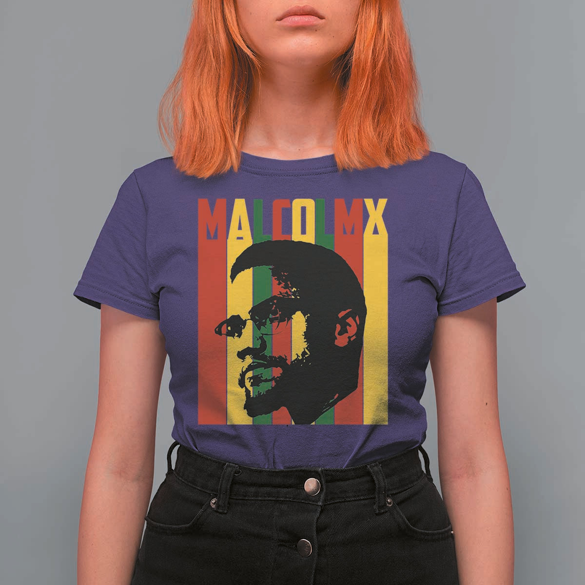 Malcolm X T Shirt For Women Pan African Flag Black History - Wonder Print Shop