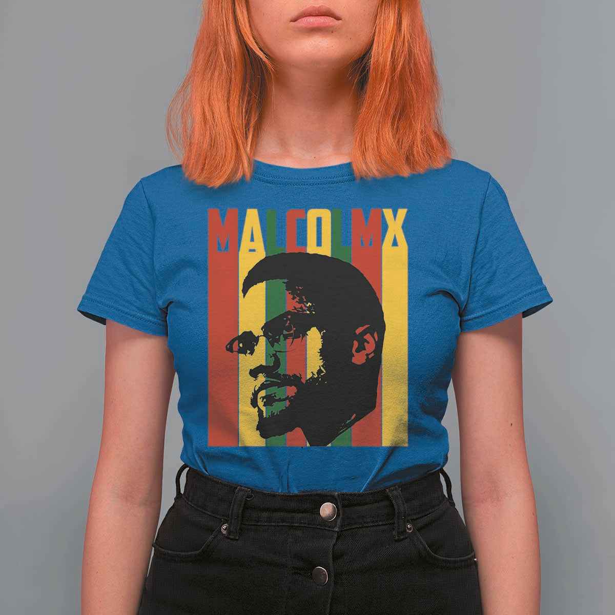 Malcolm X T Shirt For Women Pan African Flag Black History - Wonder Print Shop