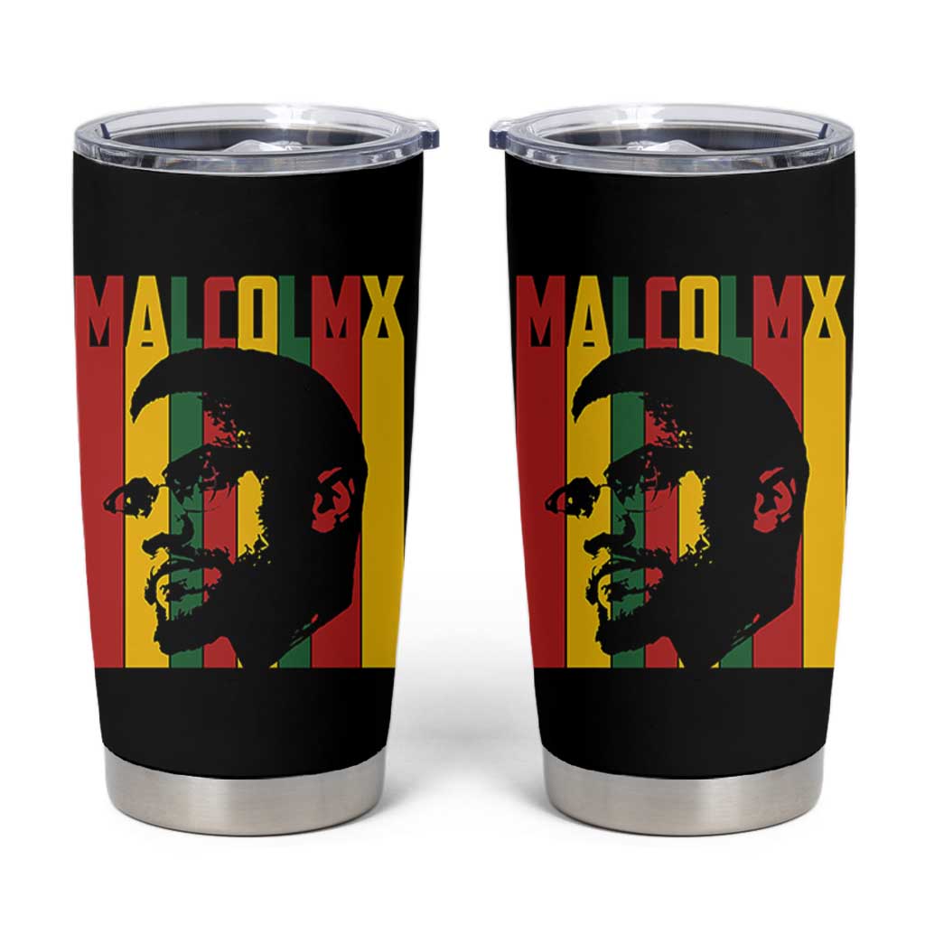 Malcolm X Tumbler Cup Pan African Flag Black History - Wonder Print Shop