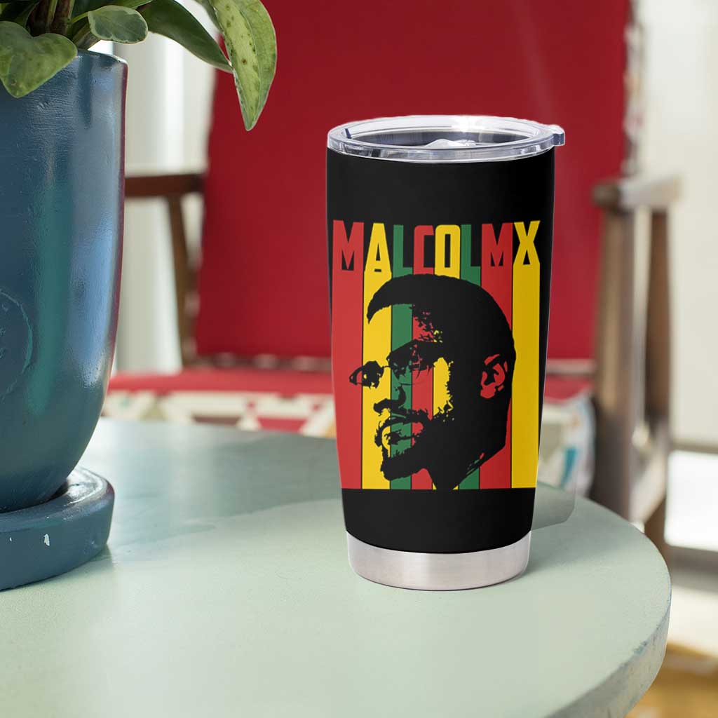 Malcolm X Tumbler Cup Pan African Flag Black History - Wonder Print Shop