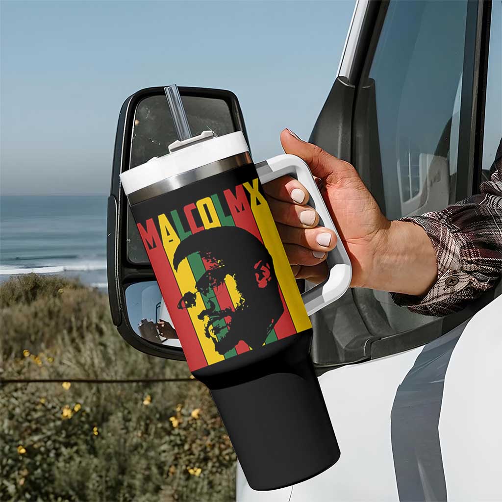 Malcolm X Tumbler With Handle Pan African Flag Black History - Wonder Print Shop