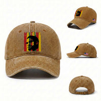 Malcolm X Washed Cotton Baseball Cap Pan African Flag Black History