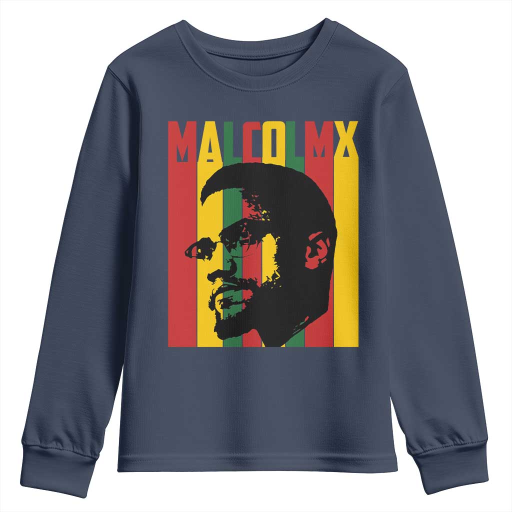 Malcolm X Youth Sweatshirt Pan African Flag Black History - Wonder Print Shop