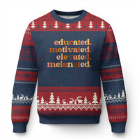 Black Pride Melanin Ugly Christmas Sweater Educated Motivated Elevated Melanated - Wonder Print Shop
