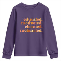 Black Pride Melanin Youth Sweatshirt Educated Motivated Elevated Melanated - Wonder Print Shop