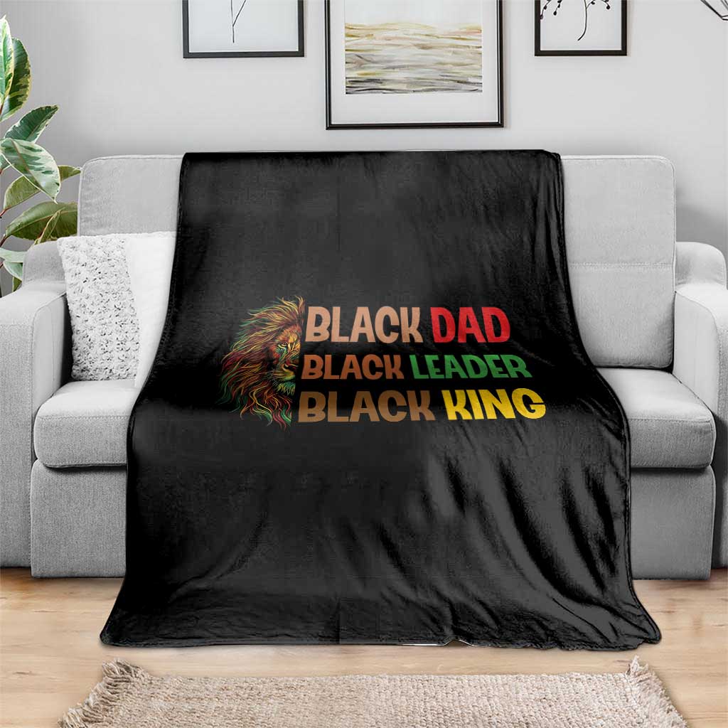 Black Affrican Melanin Throw Blanket Lion Father Day Dad Leader Black King - Wonder Print Shop