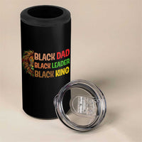 Black Affrican Melanin 4 in 1 Can Cooler Tumbler Lion Father Day Dad Leader Black King - Wonder Print Shop