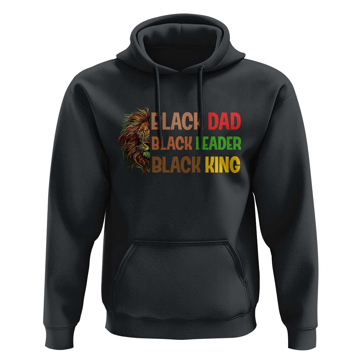 Black Affrican Melanin Hoodie Lion Father Day Dad Leader Black King - Wonder Print Shop