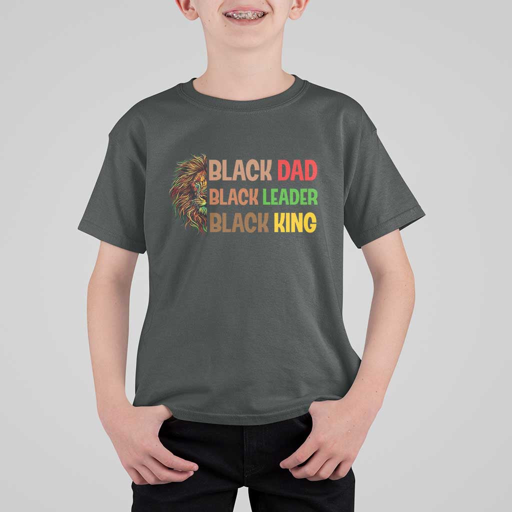 Black Affrican Melanin T Shirt For Kid Lion Father Day Dad Leader Black King - Wonder Print Shop