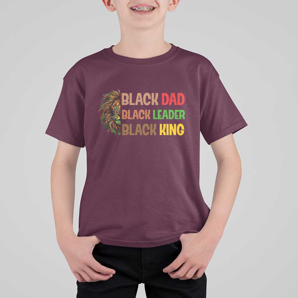 Black Affrican Melanin T Shirt For Kid Lion Father Day Dad Leader Black King - Wonder Print Shop