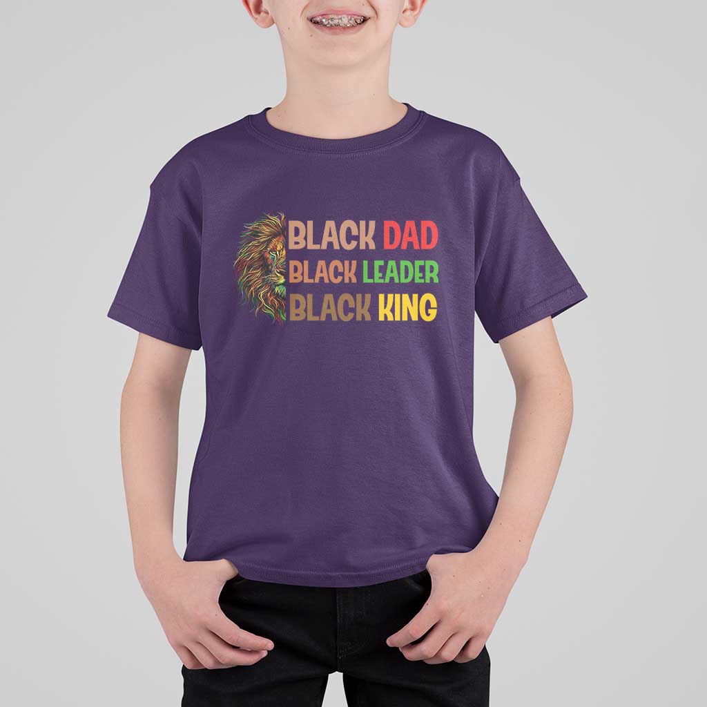 Black Affrican Melanin T Shirt For Kid Lion Father Day Dad Leader Black King - Wonder Print Shop