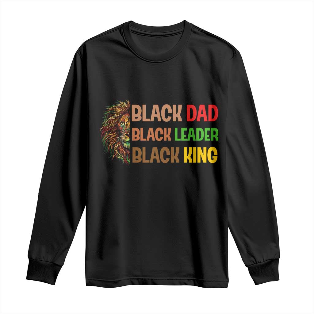 Black Affrican Melanin Long Sleeve Shirt Lion Father Day Dad Leader Black King - Wonder Print Shop