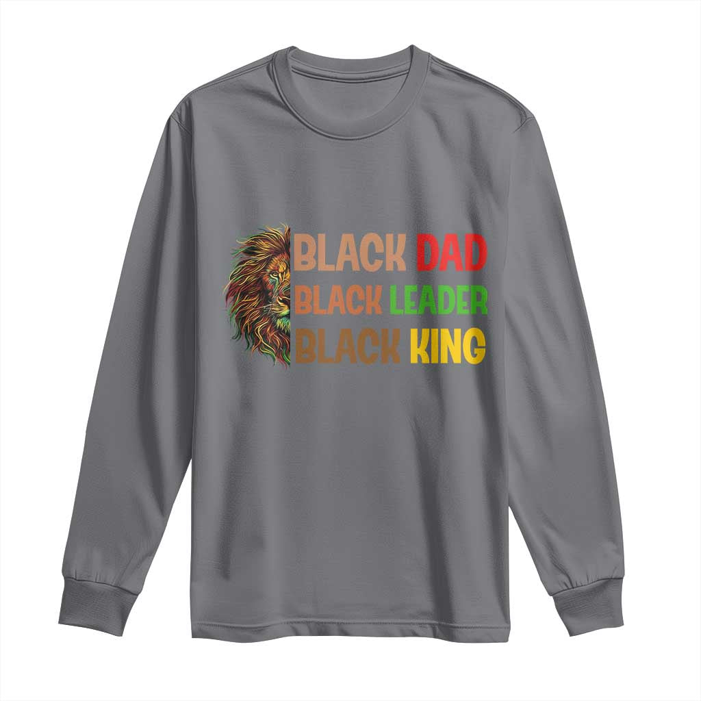 Black Affrican Melanin Long Sleeve Shirt Lion Father Day Dad Leader Black King - Wonder Print Shop