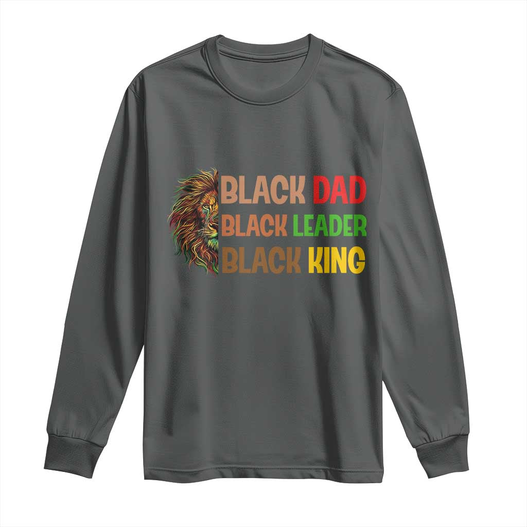 Black Affrican Melanin Long Sleeve Shirt Lion Father Day Dad Leader Black King - Wonder Print Shop