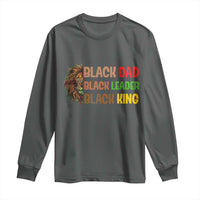 Black Affrican Melanin Long Sleeve Shirt Lion Father Day Dad Leader Black King - Wonder Print Shop