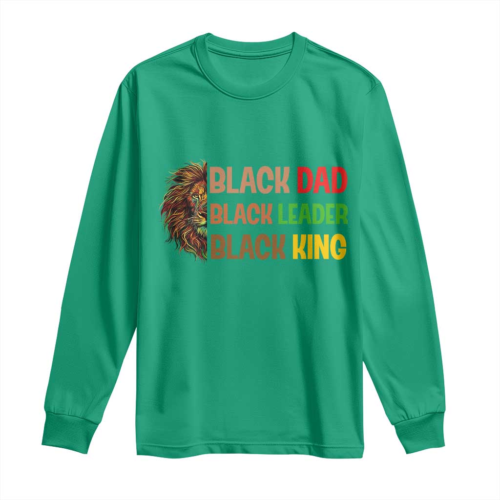 Black Affrican Melanin Long Sleeve Shirt Lion Father Day Dad Leader Black King - Wonder Print Shop