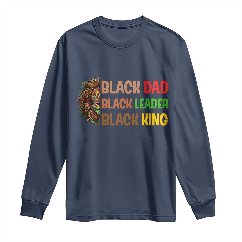 Black Affrican Melanin Long Sleeve Shirt Lion Father Day Dad Leader Black King - Wonder Print Shop