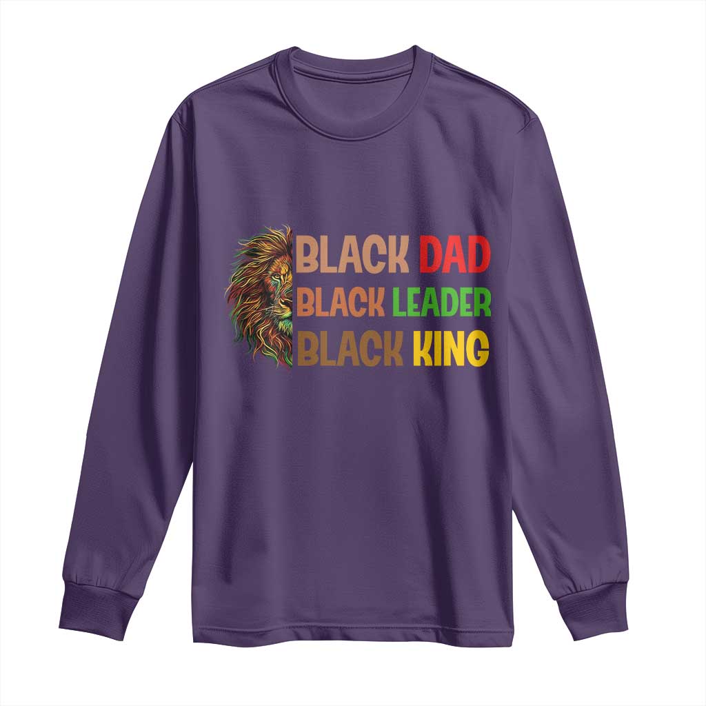 Black Affrican Melanin Long Sleeve Shirt Lion Father Day Dad Leader Black King - Wonder Print Shop