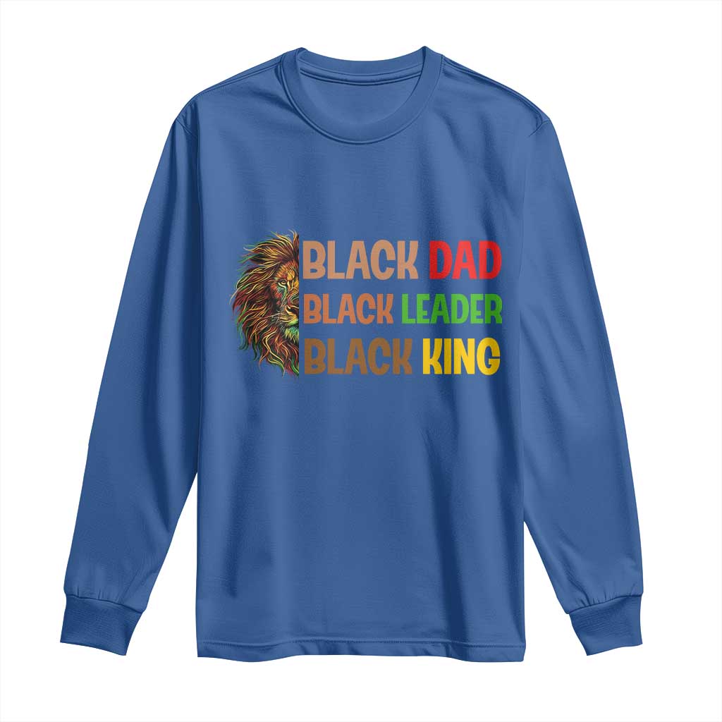 Black Affrican Melanin Long Sleeve Shirt Lion Father Day Dad Leader Black King - Wonder Print Shop