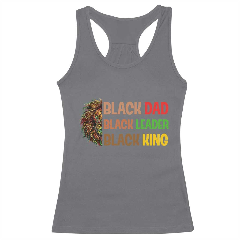 Black Affrican Melanin Racerback Tank Top Lion Father Day Dad Leader Black King - Wonder Print Shop
