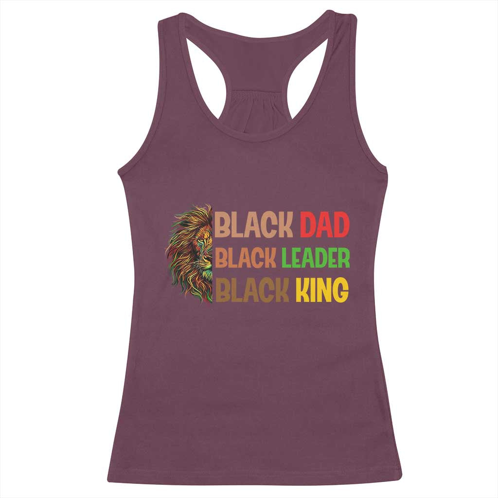 Black Affrican Melanin Racerback Tank Top Lion Father Day Dad Leader Black King - Wonder Print Shop
